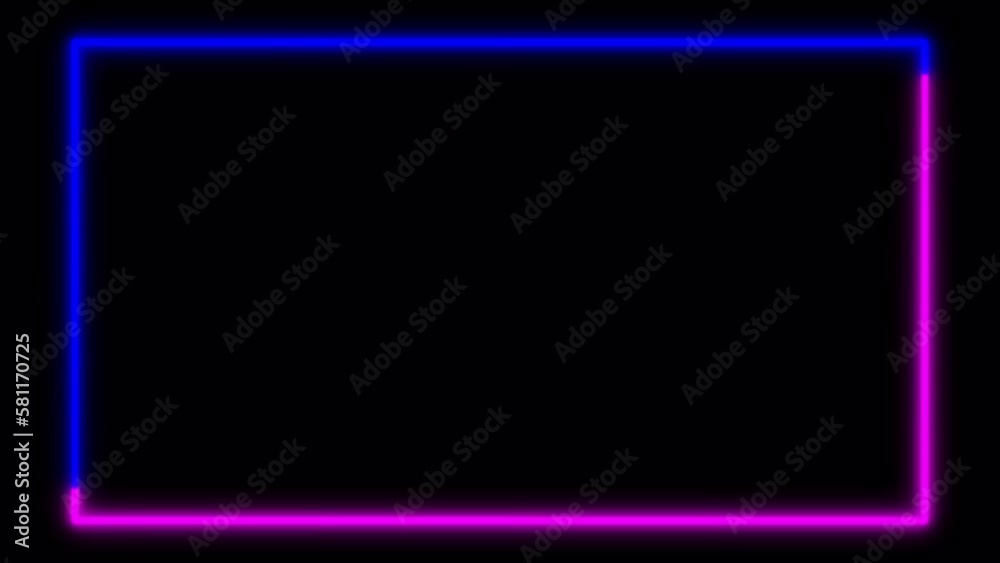 Neon glowing border frame background animation Neon glowing border frame background animation