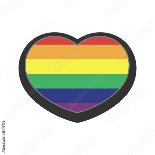 Rainbow flag in heart shape. Pride LGBTQ love. Lesbian, gay, bisexual, transgender, queer symbol. Flat icon isolated on white background
