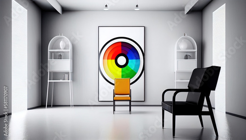 Neoplasticism Interior of a bright living room with armchair made with generative ai photo