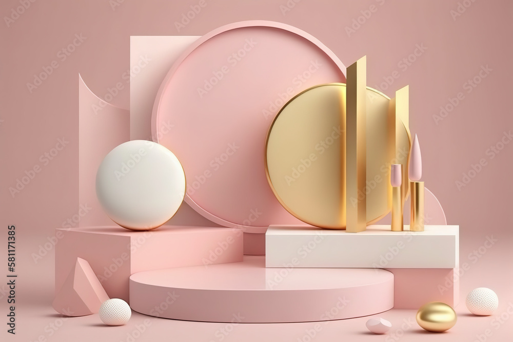 3D background, podium display, natural, pink banner backdrop with light and shadow, product promotion beauty cosmetic 3D background, podium display, natural, pink banner backdrop with light and shadow, product promotion beauty cosmetic