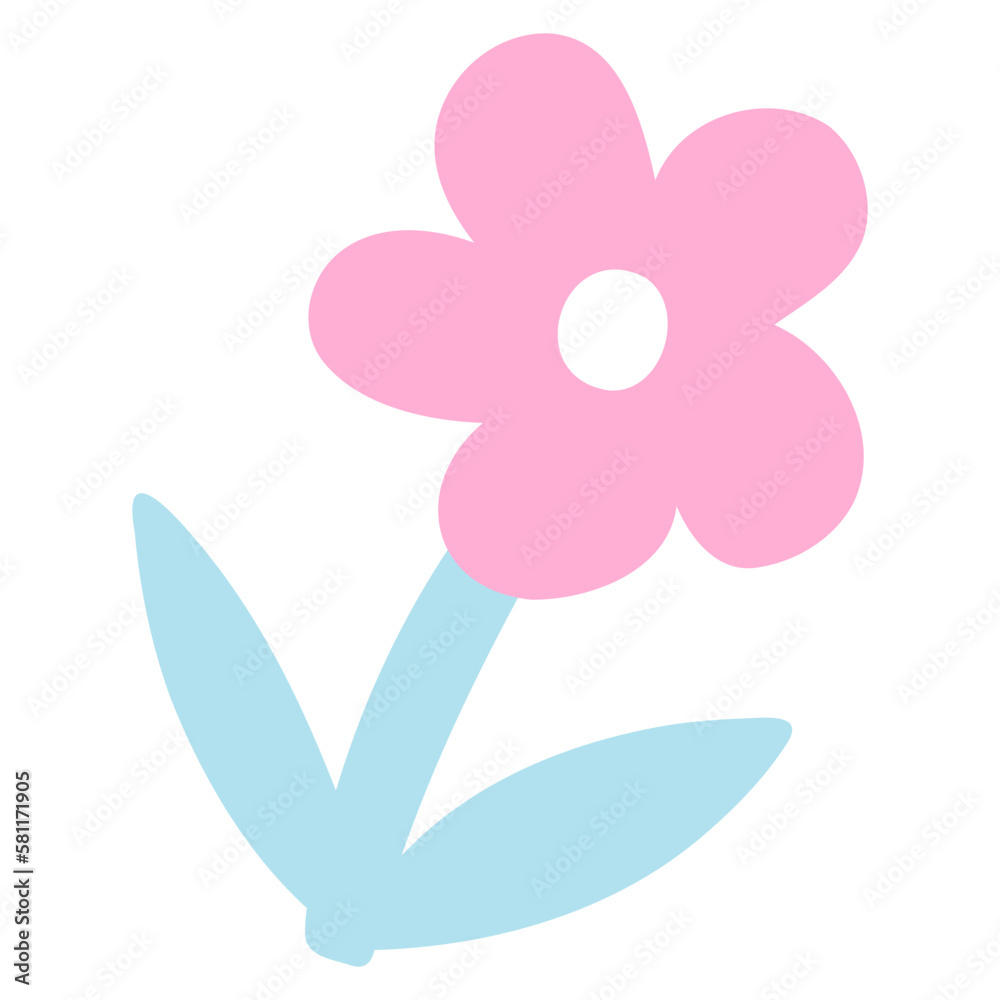 Hand drawn abstract plant. Vector illustration of minimalist colorful flower, naive art