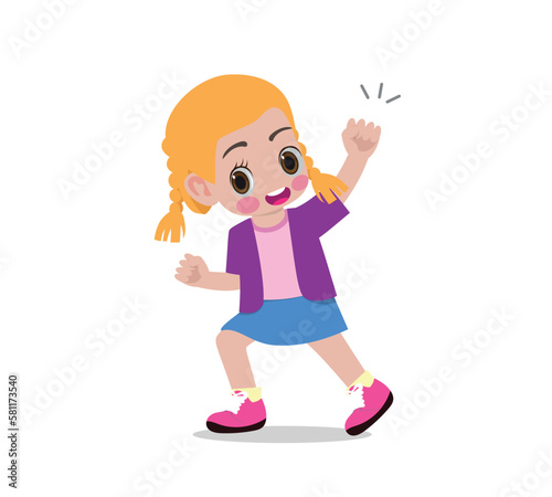 cute little kid girl vector illustratio expression gesture.