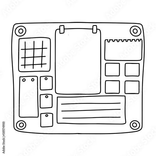 Moodboard in hand drawn doodle style. Vector illustration isolated on white background.