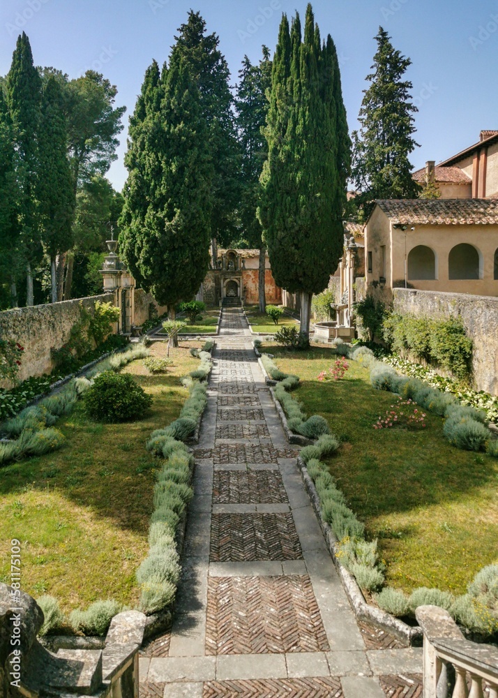 Garden of the Prior at Saint Lawrence Charterhouse Monastery in Padula, Campania, Italy