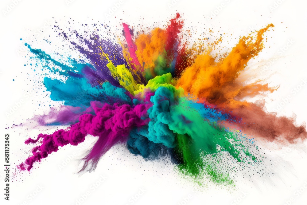 Art clor colorful splash holi rainbow color powder explosion Generative AI