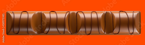 Milk chocolate bars covered wafer with soft hazelnut filling. Isolated on background. 3d illustration. Design element.