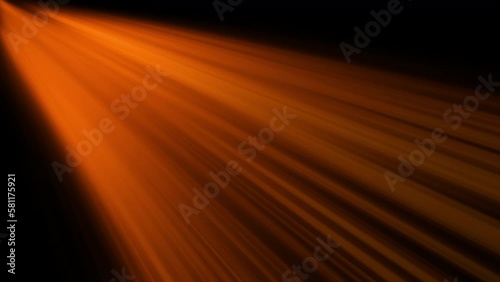 Glow orange optical flare shinel Light from the top left animation on black abstract background. Side diagonal light optical lens flares shiny animation art background loop. Lighting sun rays simulati photo