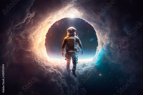 Astronaut floating in outer space. Generative AI