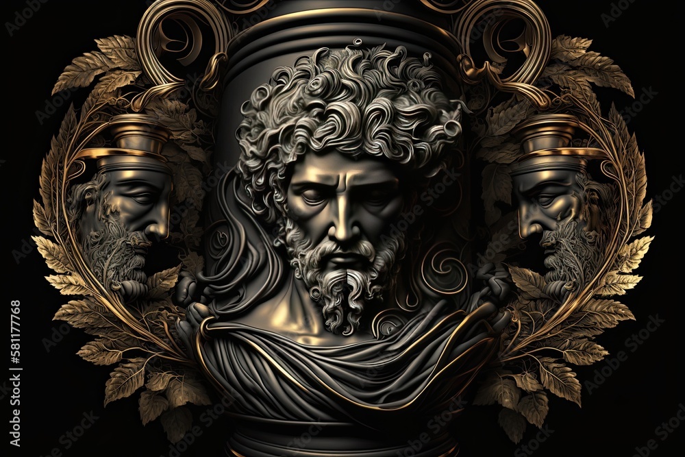 Aether Greek Mythology God Black Gold Vase by Generative AI Stock Illustration Adobe Stock