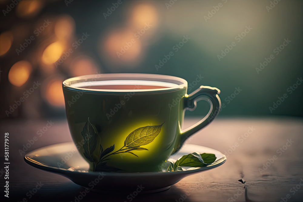 Green Tea Cup. Illustration AI Generative Green Tea Cup. Illustration AI Generative