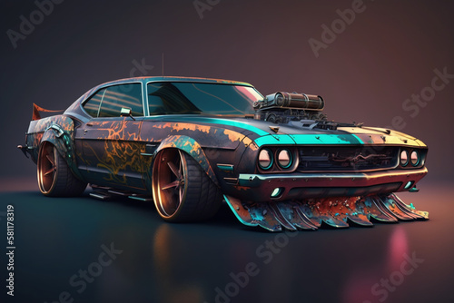 tuned american muscle car, Generative AI