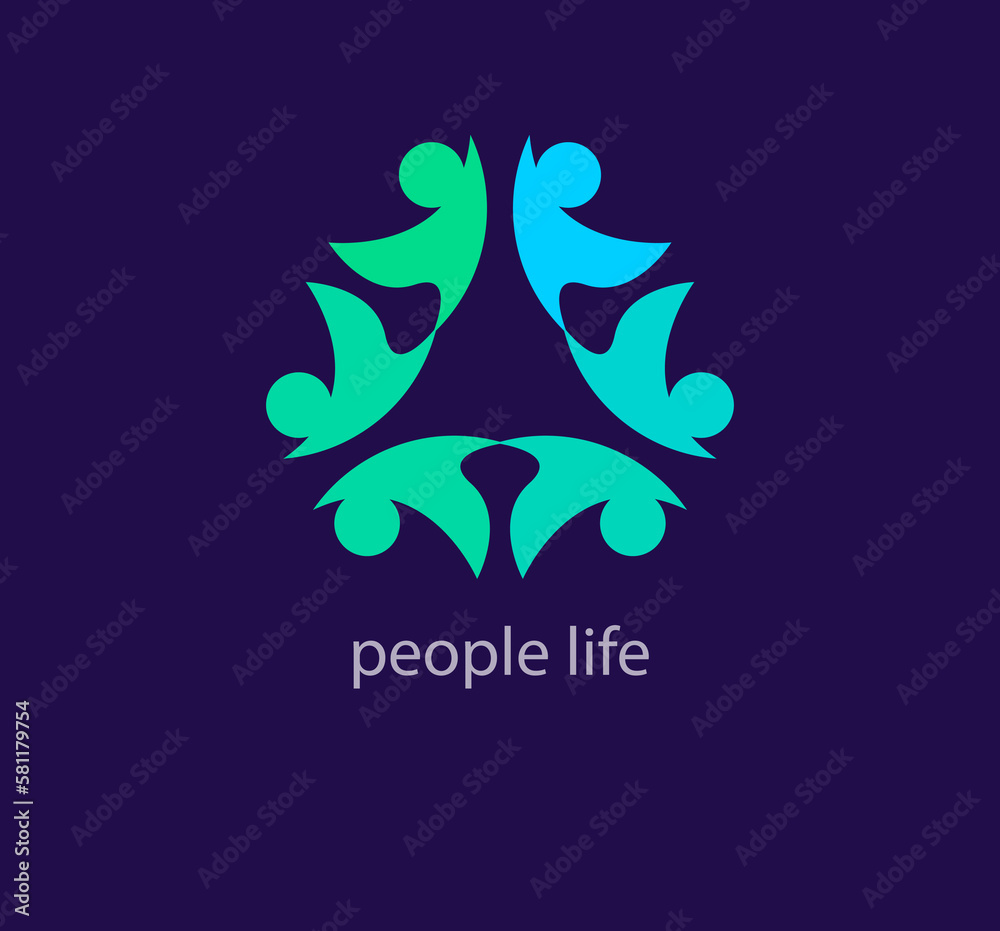People life logo... Modern line and colorful design. Community aid icon, people together abstract logotype. People support and hope symbol. People life logo... Modern line and colorful design. Community aid icon, people together abstract logotype. People support and hope symbol.