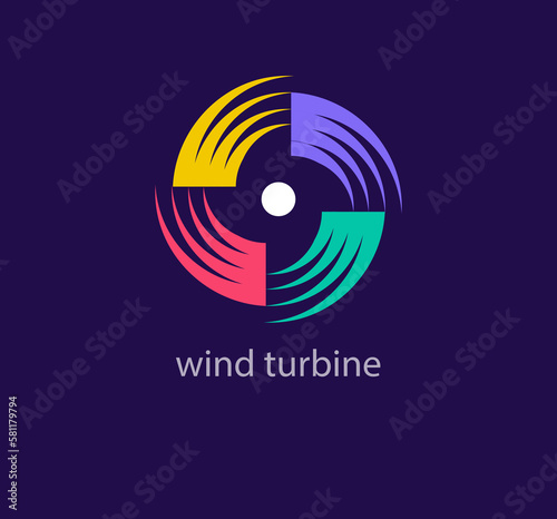 Wind turbine logo. Modern linear and colorful design. logo template. Elegant, luxury, premium vector