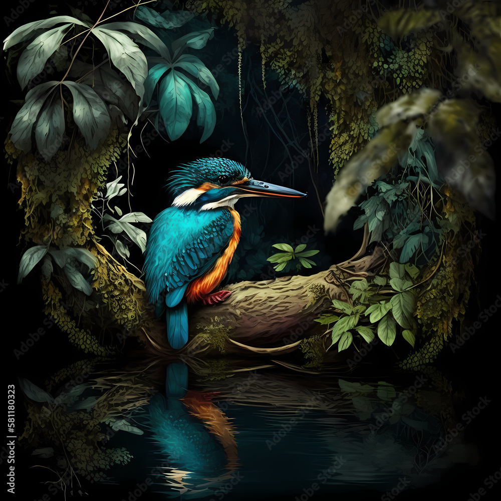 Naklejka premium King Fisher Habitats. Generative AI