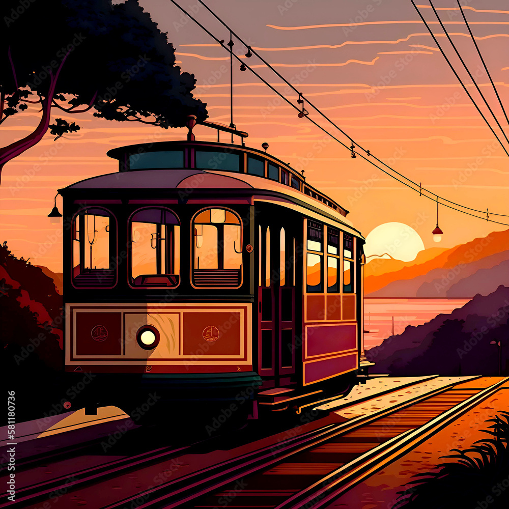  Generated ai illustration of the San Francisco cable car	
