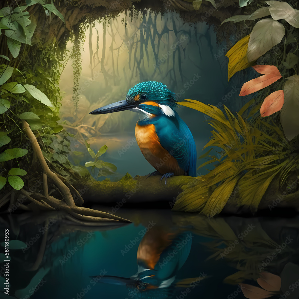 Obraz premium King Fisher Habitats. Generative AI