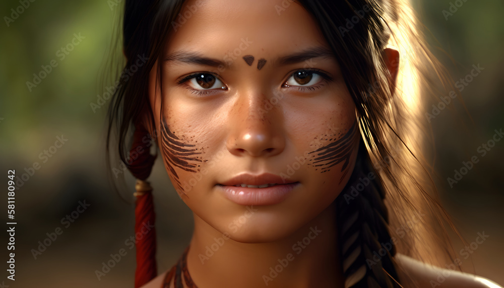 Hermosa Mujer del amazonas, Poder y Belleza de la Cultura Indigena del