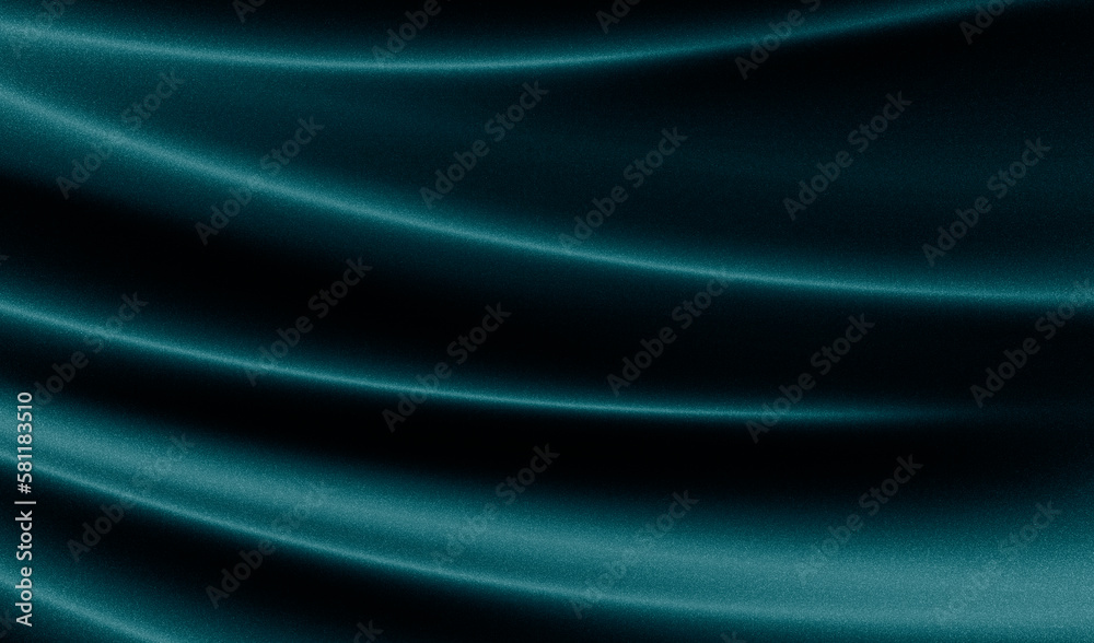 Obraz premium Blue green silk satin. Soft wavy folds. Shiny silky fabric. Dark teal color elegant background with space for design. Curtain. Drapery. Christmas, valentine, anniversary, celebration concept.