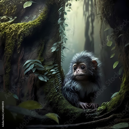 Marmoset Monkey. Generative AI © premiumdesign