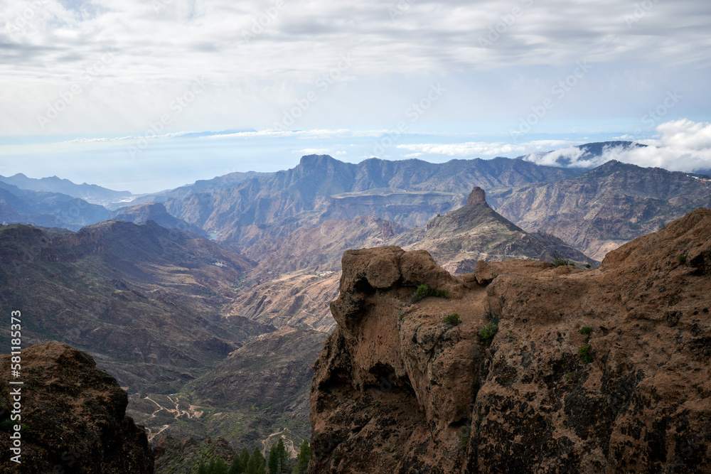 Aerial view of the hiking Roque Nublo, Gran Canaria