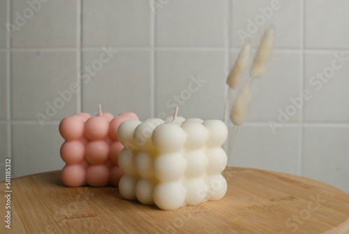 bubble soy candle. home decor. Beautiful background