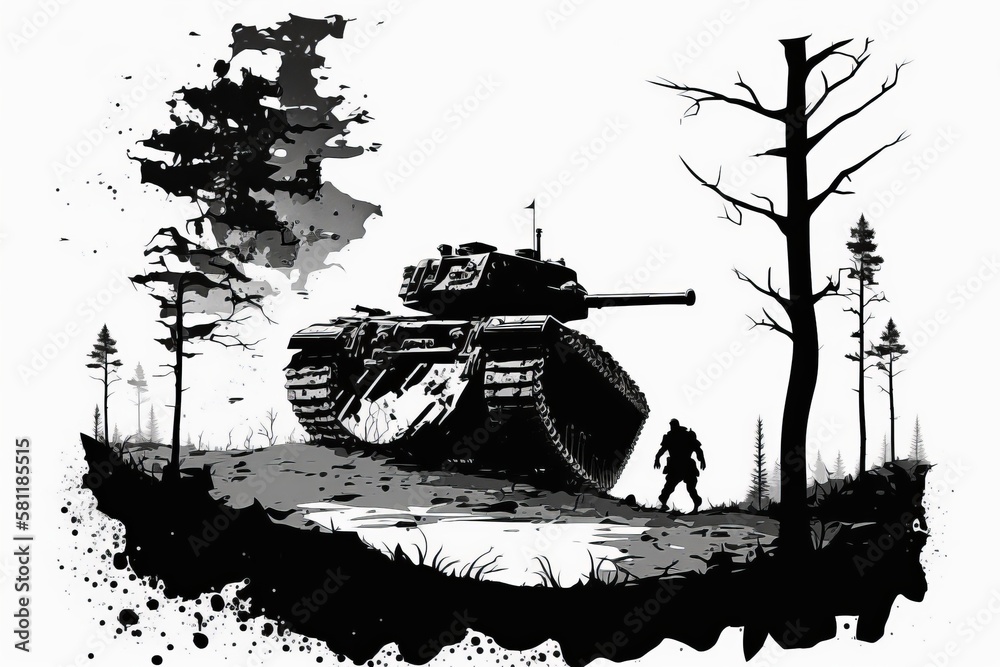 Naklejka premium Warmachine ink drawing 3