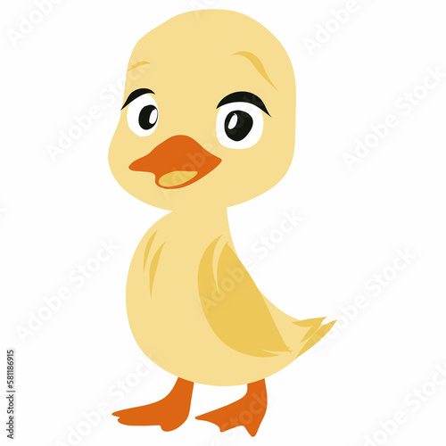 Yellow duck childish illustration.