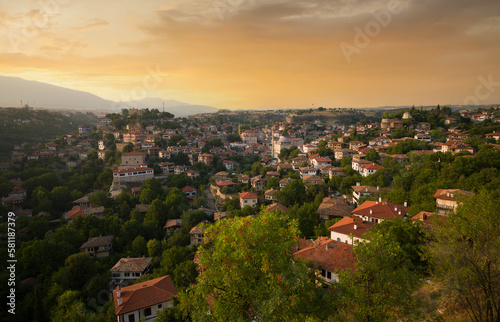 Panoramic view of Safranbolu city at sunset. UNESCO World Cultural Heritage list. Turkey's historical and touristic travel places. Karabuk, Turkey 