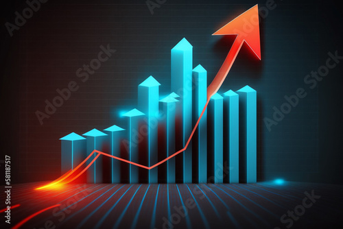 graph with red arrow  ganancial  economy business