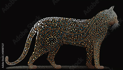 Colorful Dot Painting of a Cat