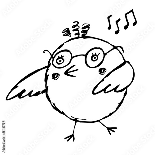 dancing chicken with glasses on a white background