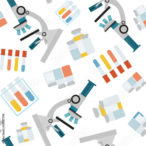 Seamless medical veterinary pattern on white background