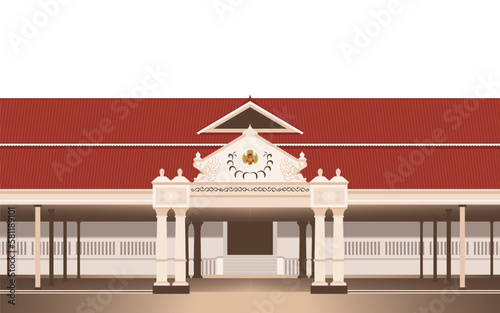 flat illustration of yogyakarta sultanate building in indonesia photo