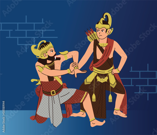 Traditional javanese dance illustration, indonesian traditional dance culture