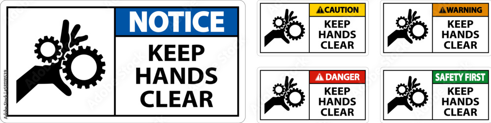 Caution Keep Hands Clear On White Background Caution Keep Hands Clear On White Background
