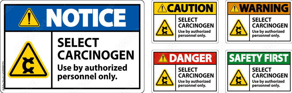 Caution Select Carcinogen Label On White Background Caution Select Carcinogen Label On White Background
