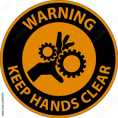 Warning Keep Hands Clear On White Background