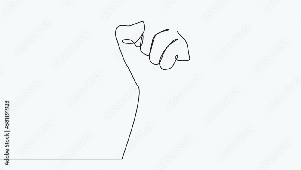 Animated self drawing of single continuous line draw fist or resistance hand symbol. Nonverbal signs. Animated self drawing of single continuous line draw fist or resistance hand symbol. Nonverbal signs.
