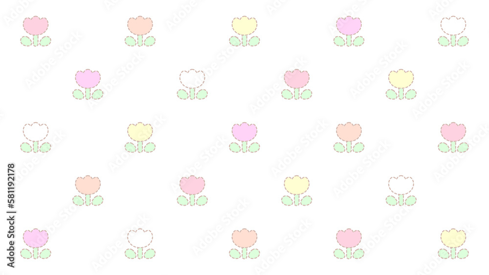 レトロなチューリップパターン♪PNG