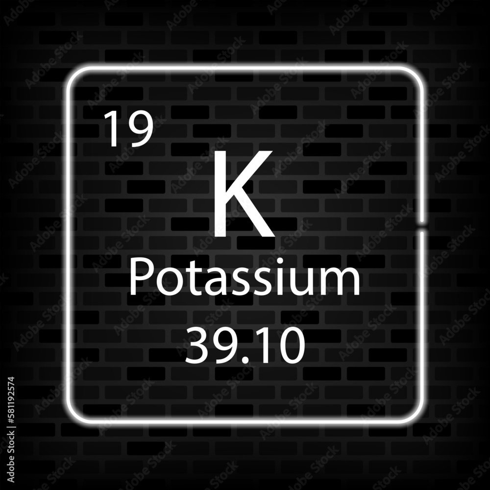 Potassium neon symbol. Chemical element of the periodic table. Vector illustration. Potassium neon symbol. Chemical element of the periodic table. Vector illustration.