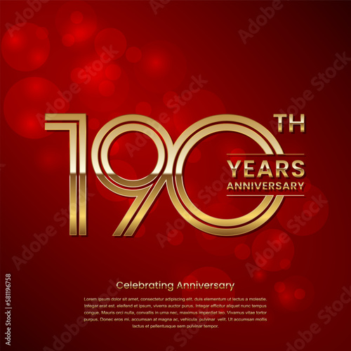 190 year anniversary. Anniversary logo design with double line concept. Golden anniversary template. Logo Vector Template