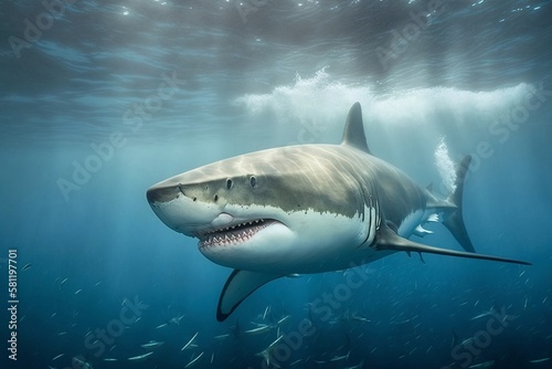 great white shark in the ocean