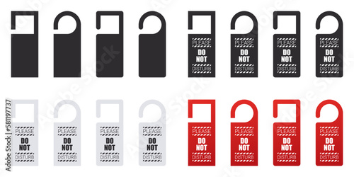 Door hanger signs. Do not disturb, signs of hotel room. Vector Scalable graphics