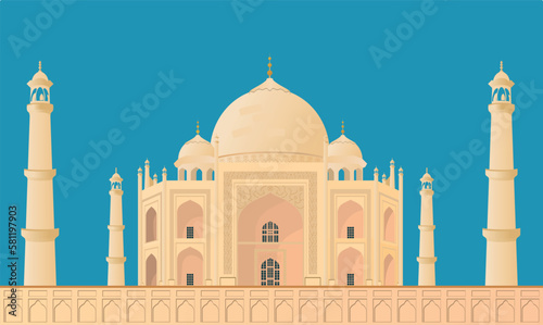 Taj Mahal. India. from the front. Vector.