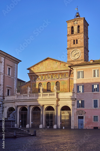 Basilica di Santa Maria in Trastevere, romanesque styled church in Trastevere, Rome 