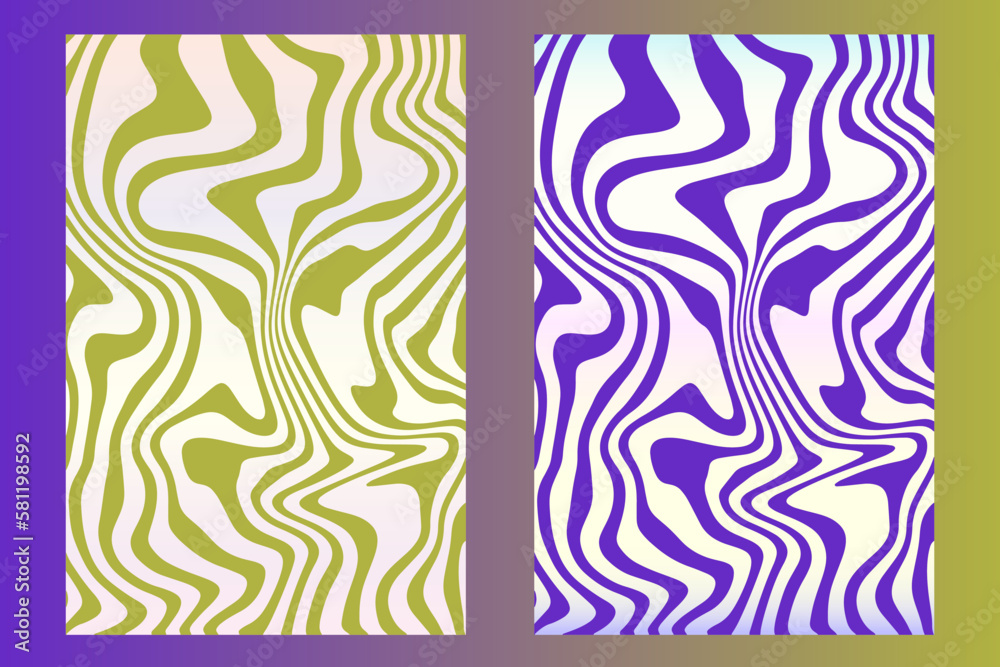 Two abstract vector backgrounds for decor. Winding dynamic lines, stripes