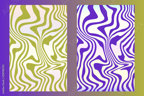 Two abstract vector backgrounds for decor. Winding dynamic lines  stripes