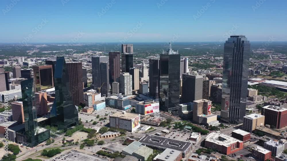 Downtown Dallas, Texas aerial skyline view during day - 4K Drone Downtown Dallas, Texas aerial skyline view during day - 4K Drone