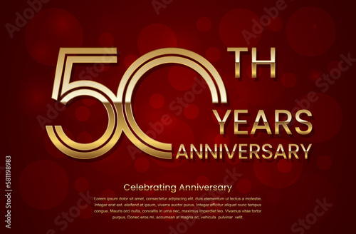 50th Anniversary. Anniversary logo design with double line concept. Golden anniversary template. Logo Vector Template