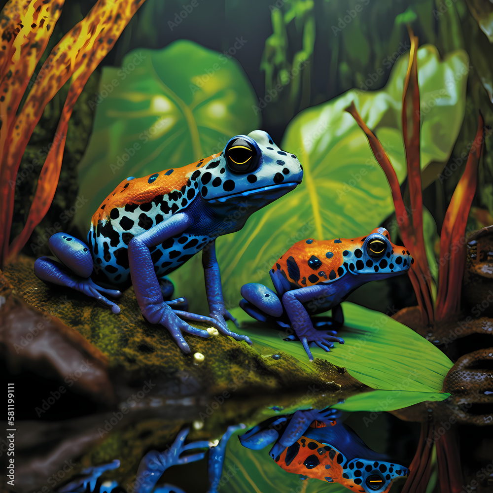 Poison dart frog Habitats. Generative AI Poison dart frog Habitats. Generative AI